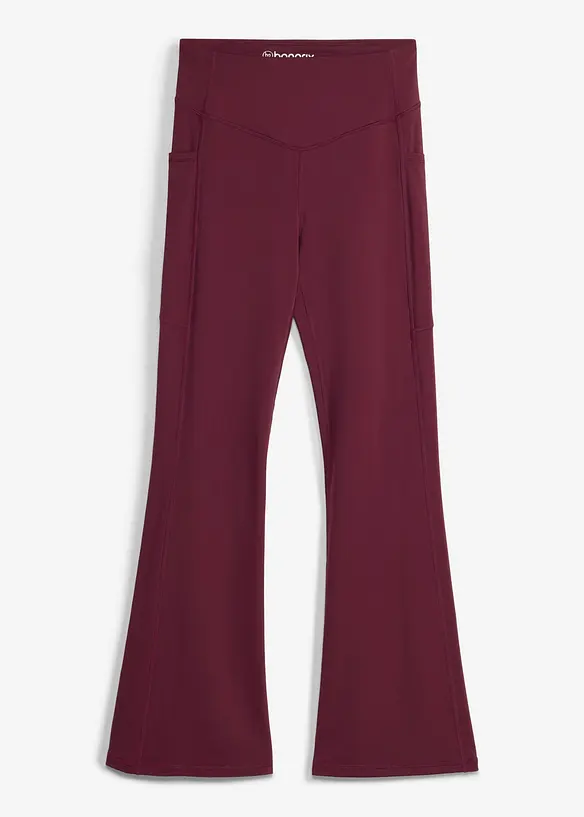 Ausgestellte Komfort Sport-Leggings mit Handytasche, schnelltrocknend in lila von vorne - bonprix