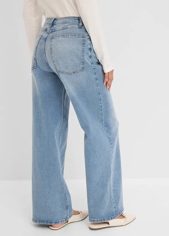 Wide-Leg-Jeans, High Waist in blau von hinten - bonprix