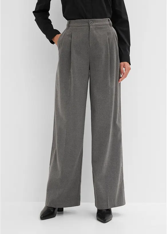 Weite Bundfaltenhose in grau von vorne - bonprix