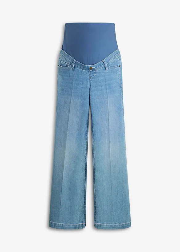 Weite Umstandsjeans aus elastischem Denim, Full Length in blau von vorne - bonprix