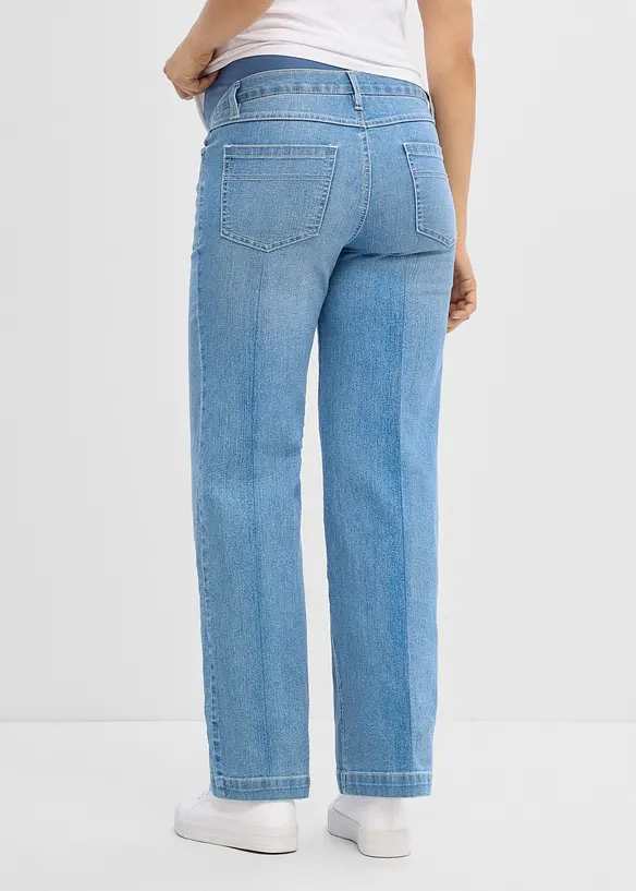 Weite Umstandsjeans aus elastischem Denim, Full Length in blau von hinten - bonprix