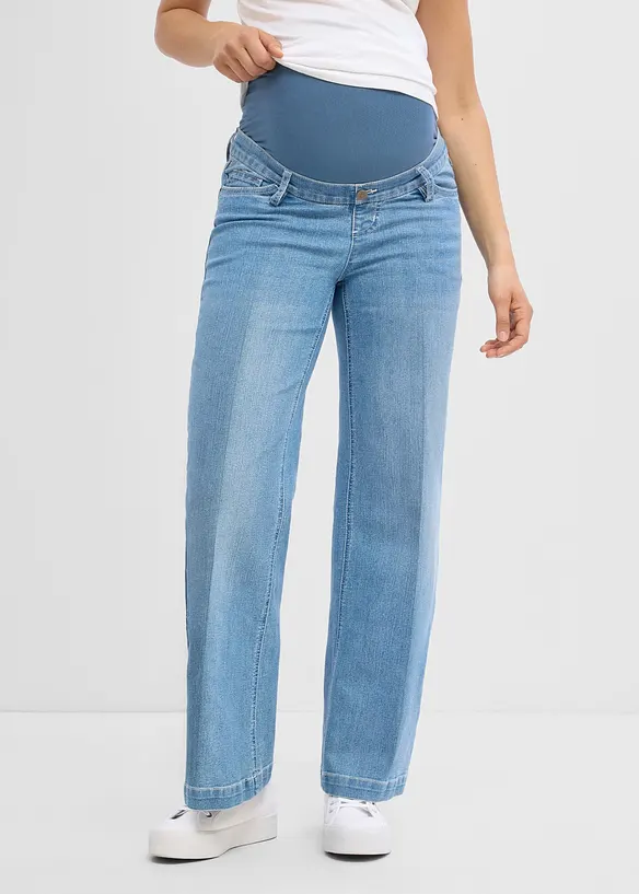 Weite Umstandsjeans aus elastischem Denim, Full Length in blau von vorne - bonprix