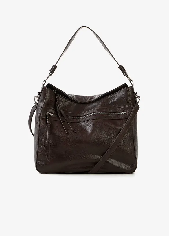 Shopper mit Außentasche in braun von vorne - bonprix