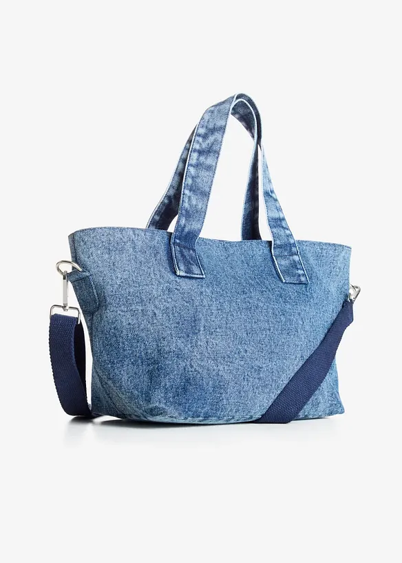 Handtasche Denim in blau von hinten - bonprix