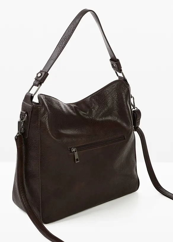 Shopper mit Außentasche in braun von hinten - bonprix