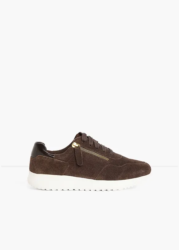 Sneaker aus Veloursleder in braun - bonprix