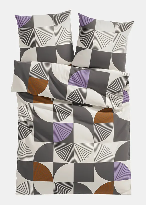 Baumwollmix-Bettwäsche in beige von vorne - bonprix
