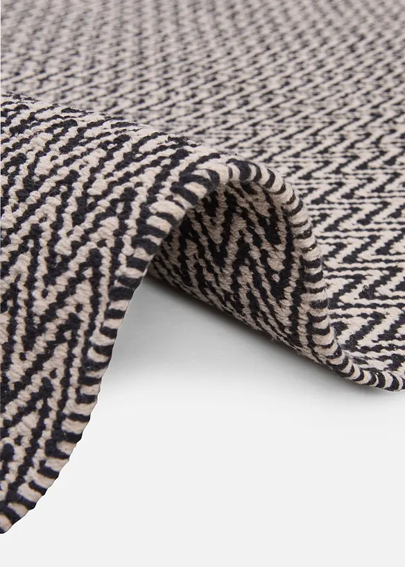 Baumwoll Teppich mit moderner Musterung in grau (Detailaufnahme) - bonprix