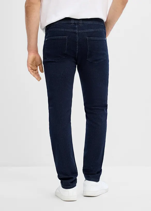 Slim-Fit-Jeans mit Dehnbund, Straight in blau von hinten - bonprix