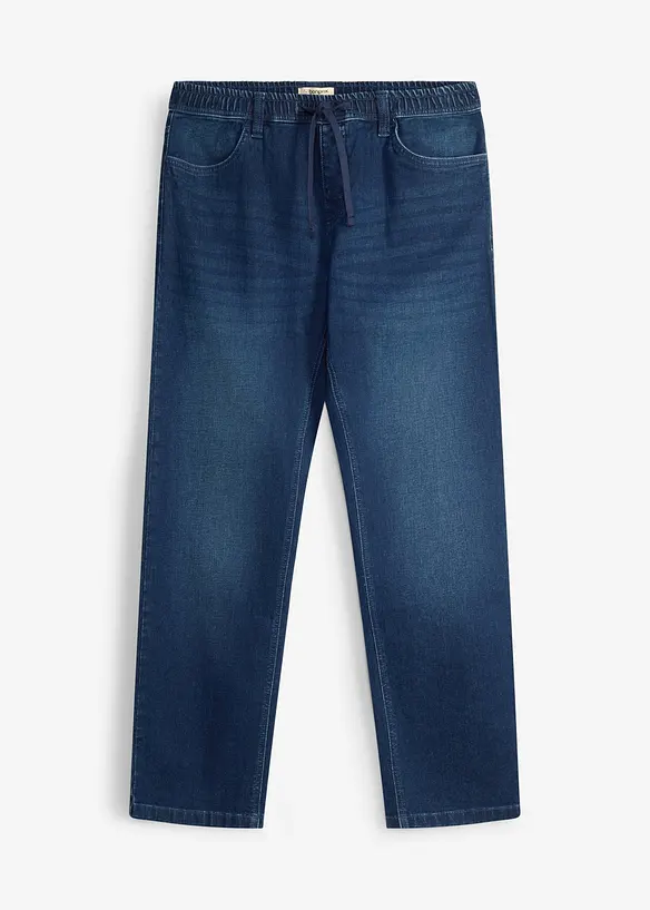 Relaxed-Fit-Jeans mit Dehnbund, Straight in blau von vorne - bonprix