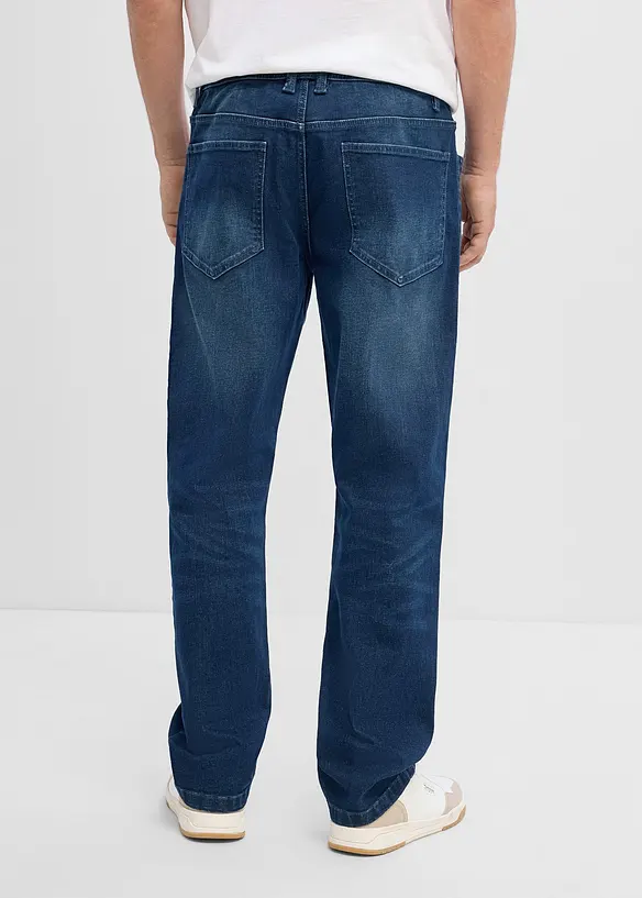 Relaxed-Fit-Jeans mit Dehnbund, Straight in blau von hinten - bonprix