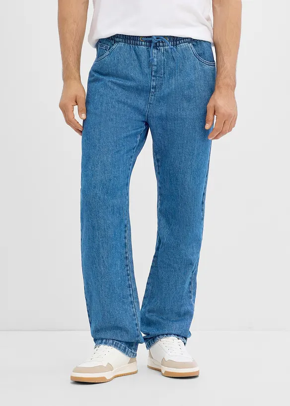 Classic-Fit-Jeans Schlupf-Jeans, Straight in blau von vorne - bonprix