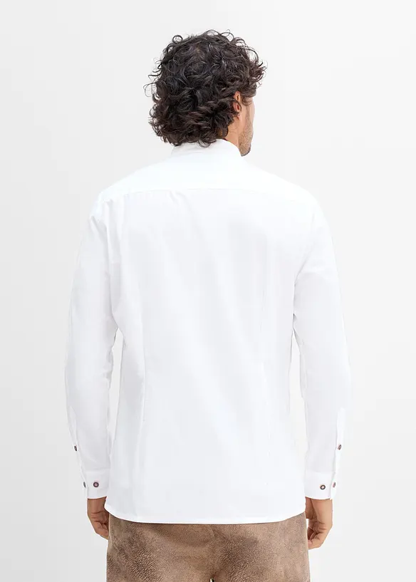 Trachtenhemd aus Baumwolle in Regular Fit in weiß von hinten (im Anschnitt) - bonprix