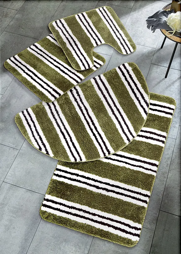 Getuftete Badmatte mit Streifen in grün (Detailaufnahme) - bonprix
