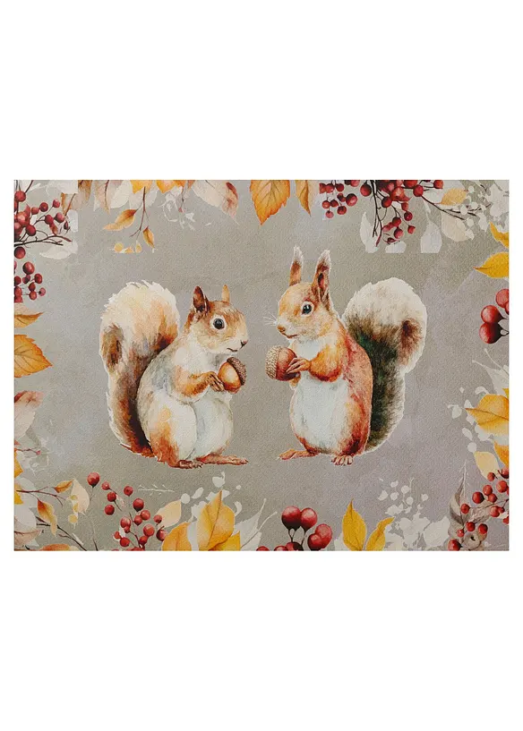 Waschbare Fußmatte mit Eichhörnchen in beige - bonprix