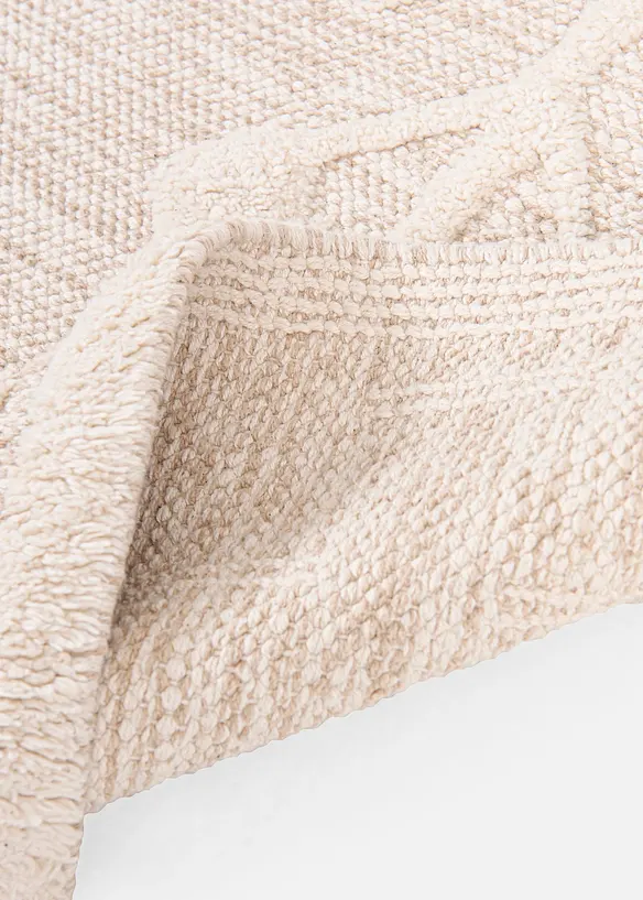 Baumwoll-Teppich mit Struktur und orientalischem Muster in beige (Detailaufnahme) - bonprix