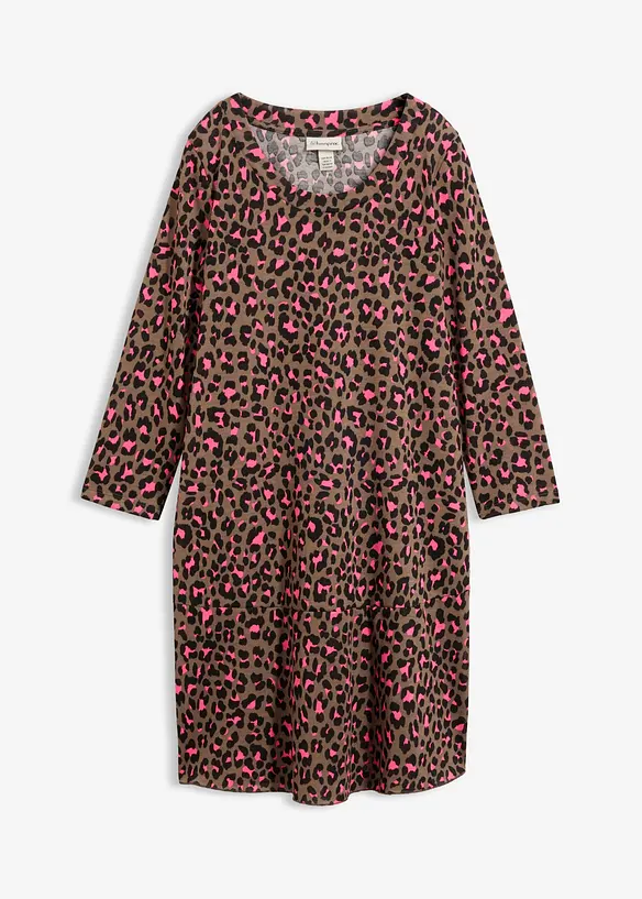 Kurzes Shirtkleid in Strickoptik in pink von vorne - bonprix