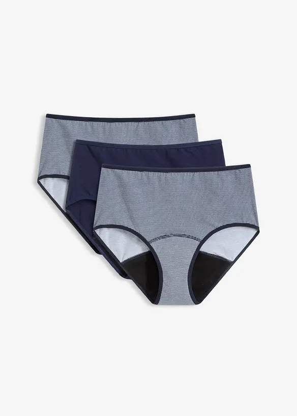 Perioden Maxipanty mit mittlerer Saugstärke (3er Pack) in blau von vorne - bonprix