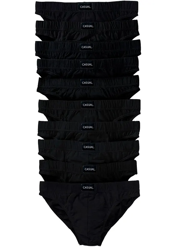 Slip mit weicher Baumwolle (10er Pack) in schwarz - bonprix