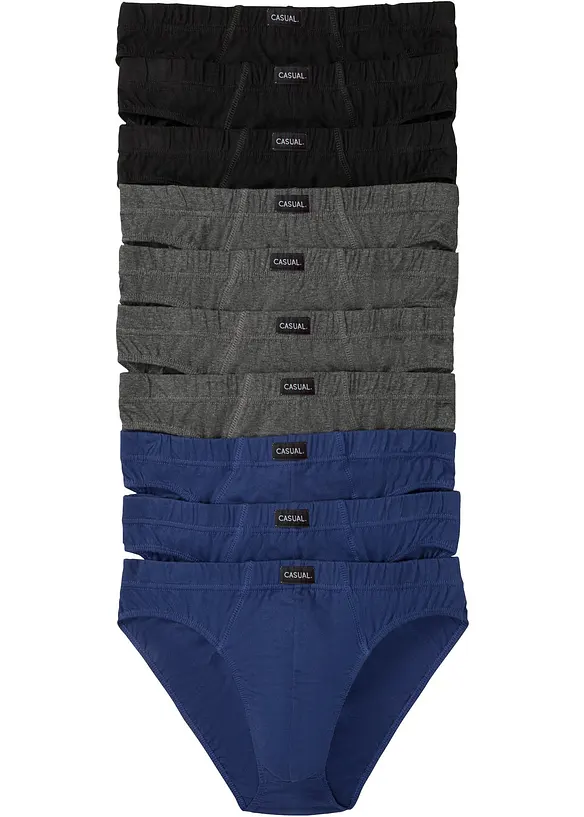Slip mit weicher Baumwolle (10er Pack) in schwarz von vorne - bonprix