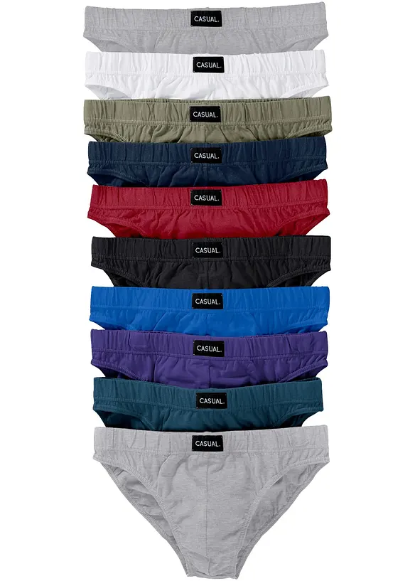 Slip mit weicher Baumwolle (10er Pack) in grau - bonprix