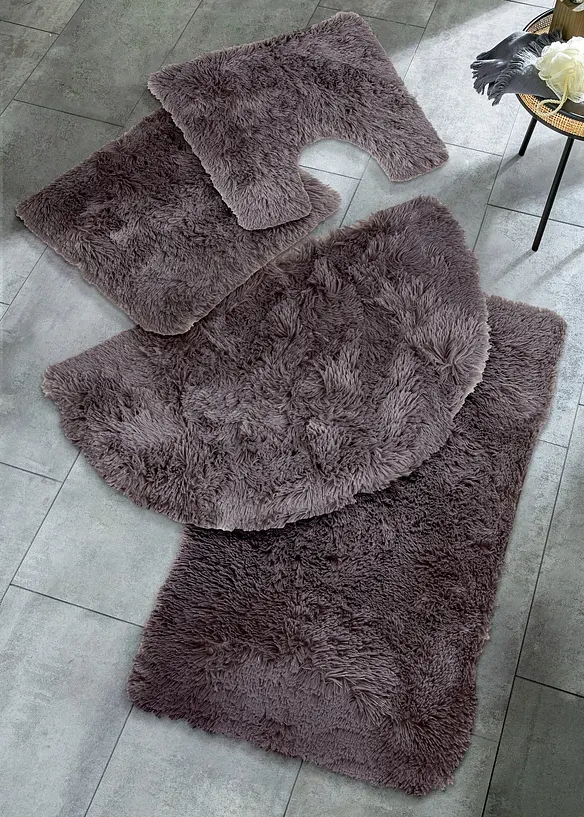 Memory Schaum Badematte mit Synthetik Fell in grau - bonprix