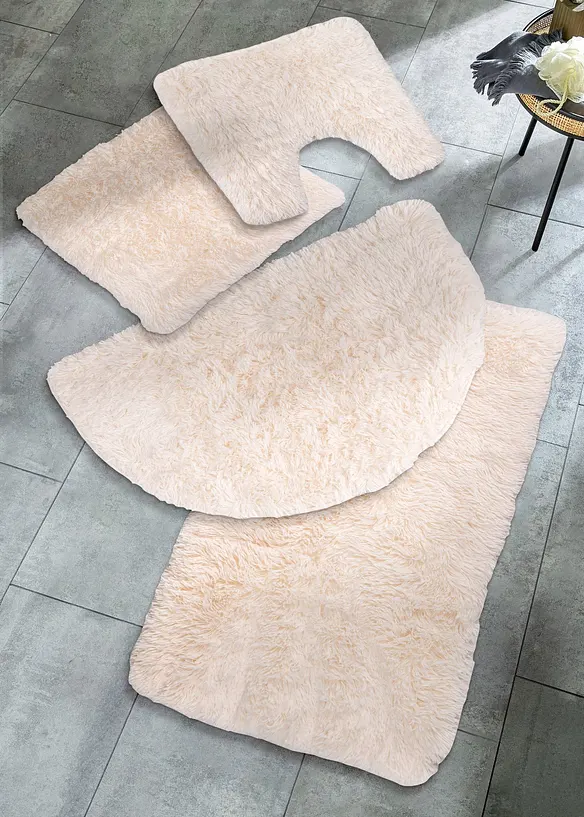 Memory Schaum Badematte mit Synthetik Fell in beige - bonprix