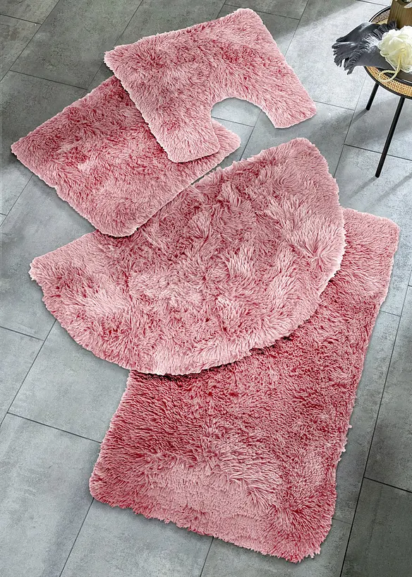 Memory Schaum Badematte mit Synthetik Fell in rosa - bonprix