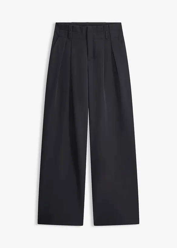 Bundfaltenhose mit Bequembund in schwarz von vorne - bonprix