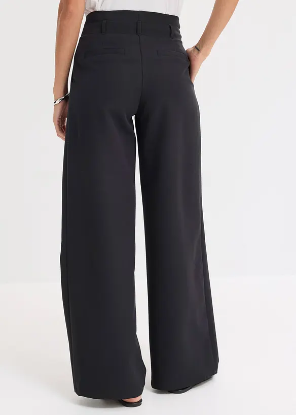 Bundfaltenhose mit Bequembund in schwarz von hinten - bonprix