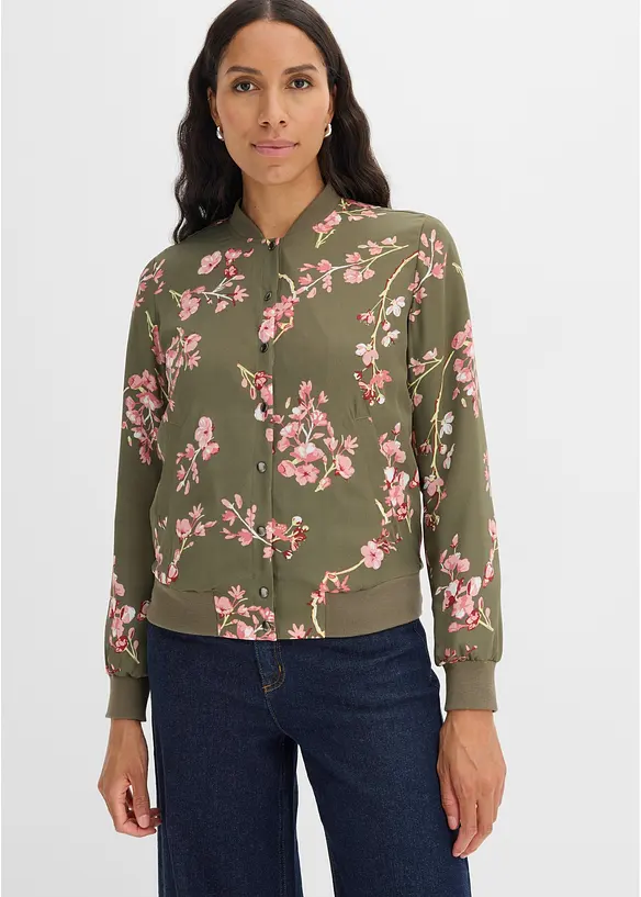 Kurzer Blouson in grün von vorne (im Anschnitt) - bonprix