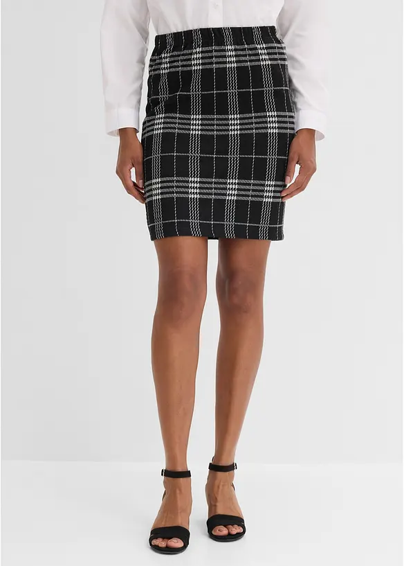 Tartan-Minirock in schwarz von vorne - bonprix
