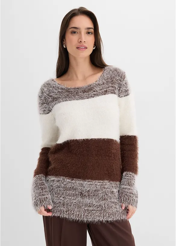 Grobstrick-Pullover in braun von vorne (im Anschnitt) - bonprix Grobstrick-Pullover in braun von vorne (im Anschnitt) - bonprix