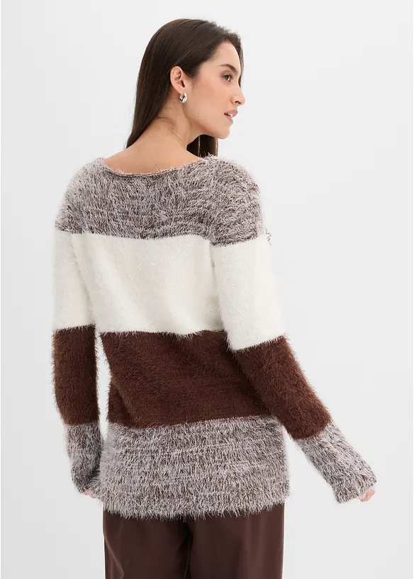 Grobstrick-Pullover in braun von hinten (im Anschnitt) - bonprix Grobstrick-Pullover in braun von hinten (im Anschnitt) - bonprix