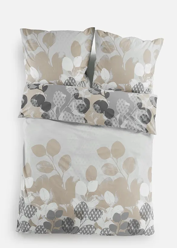Perkal-Bettwäsche in beige von vorne - bonprix