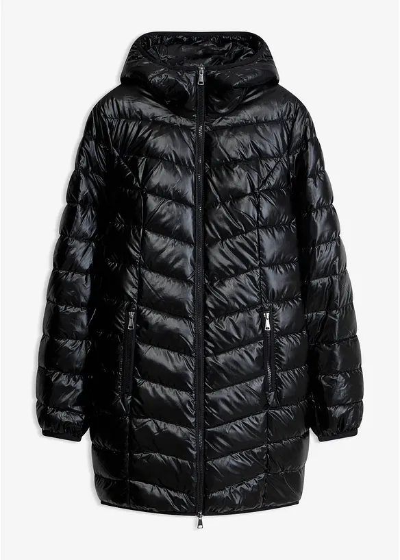 Steppjacke in Metallic-Optik in schwarz von vorne - bonprix Steppjacke in Metallic-Optik in schwarz von vorne - bonprix