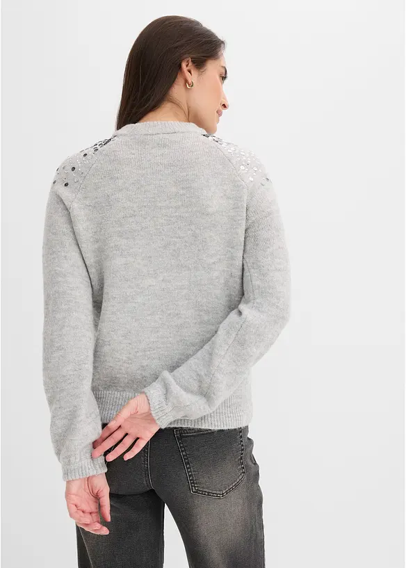 Pullover mit bunten Pailletten in grau von hinten (im Anschnitt) - bonprix
