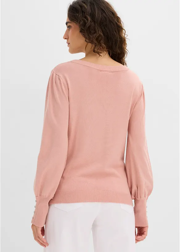 Feinstrickpullover aus Viskose-Mix in rosa von hinten (im Anschnitt) - bonprix