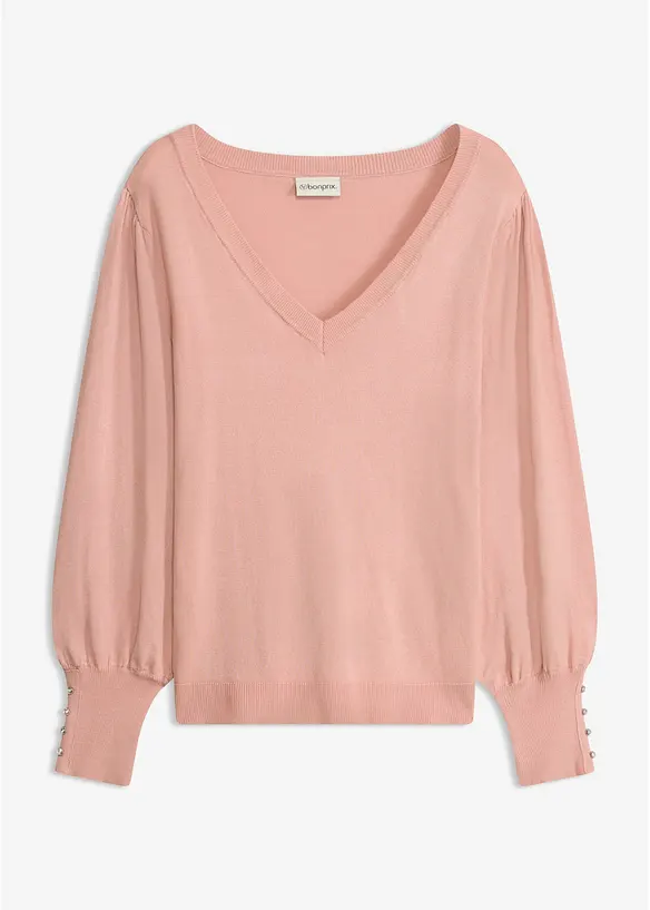 Feinstrickpullover aus Viskose-Mix in rosa von vorne - bonprix
