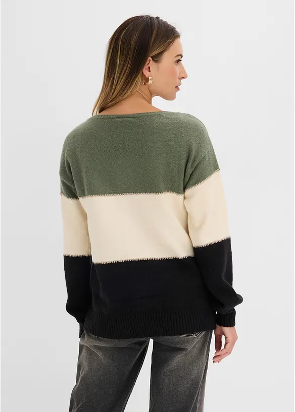 Oversize-Pullover in schwarz von hinten (im Anschnitt) - bonprix