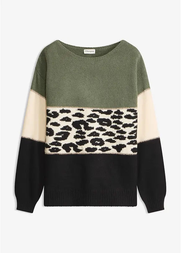 Oversize-Pullover in schwarz von vorne - bonprix