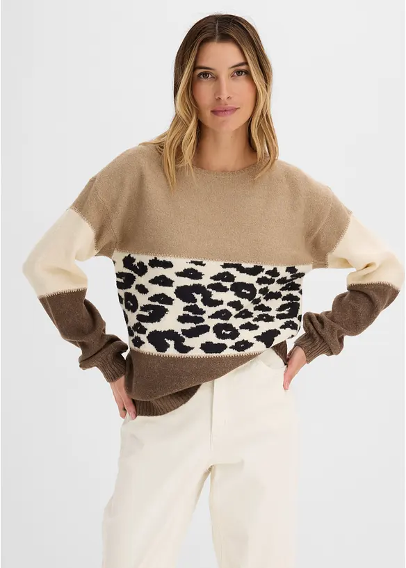 Oversize-Pullover in braun von vorne (im Anschnitt) - bonprix