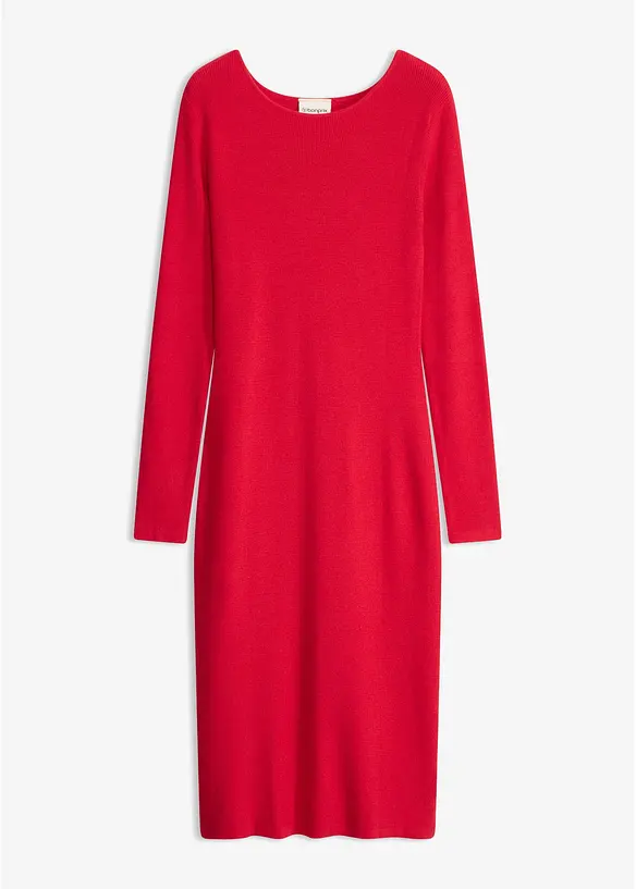 Strickkleid aus Viskose- Mix in rot von vorne - bonprix
