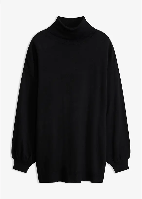 Rollkragenpullover aus Viskose-Mix in schwarz von vorne - bonprix