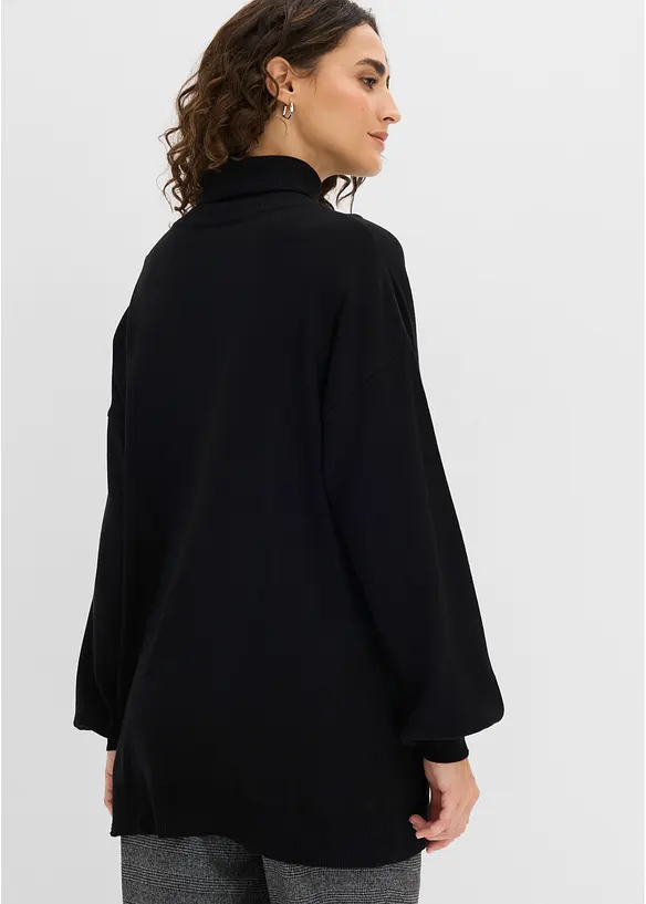 Rollkragenpullover aus Viskose-Mix in schwarz von hinten (im Anschnitt) - bonprix