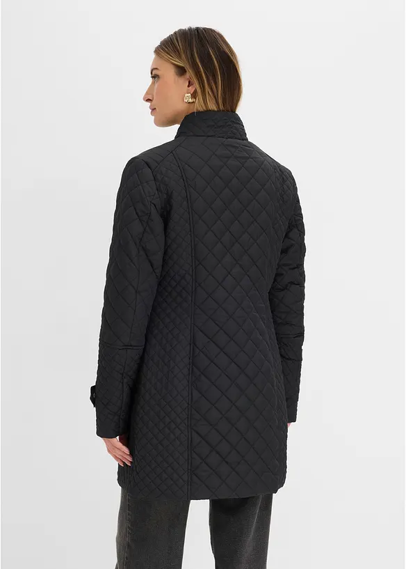 Kurz-Steppmantel in schwarz von hinten (Totalaufnahme) - bonprix