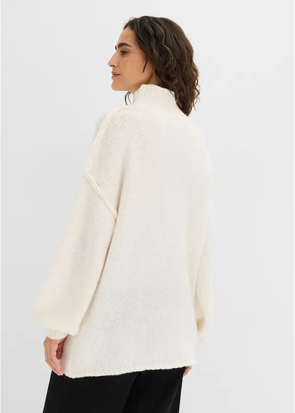 Grobstrick-Pullover in weiß von hinten (im Anschnitt) - bonprix