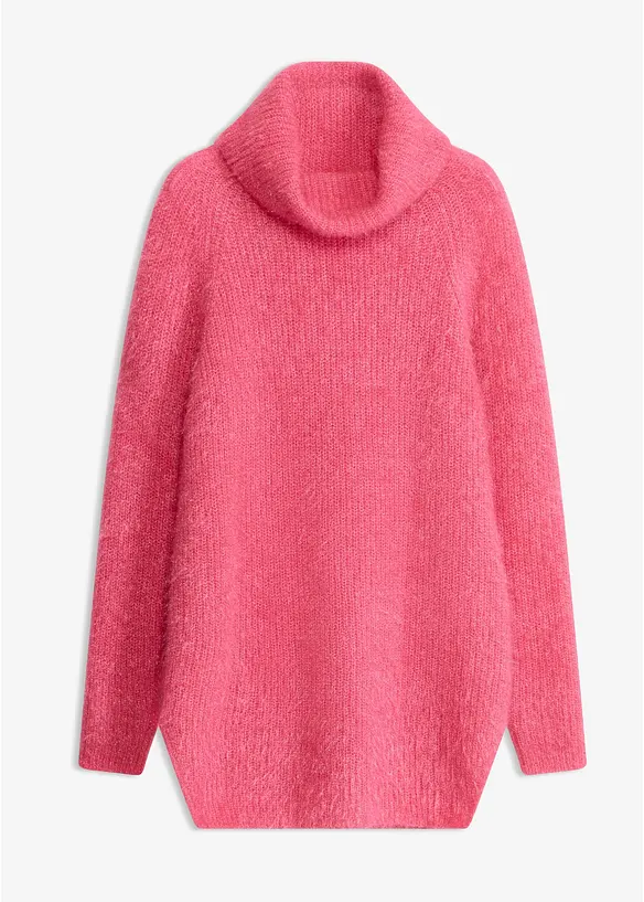 Oversize-Rollkragenpullover in pink von vorne - bonprix