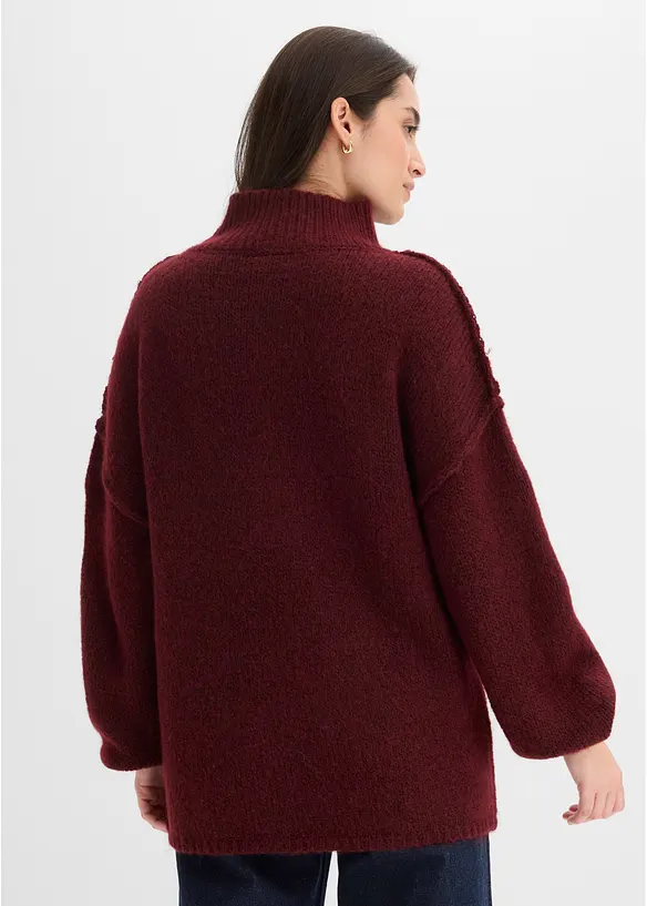Grobstrick-Pullover in rot von hinten (im Anschnitt) - bonprix
