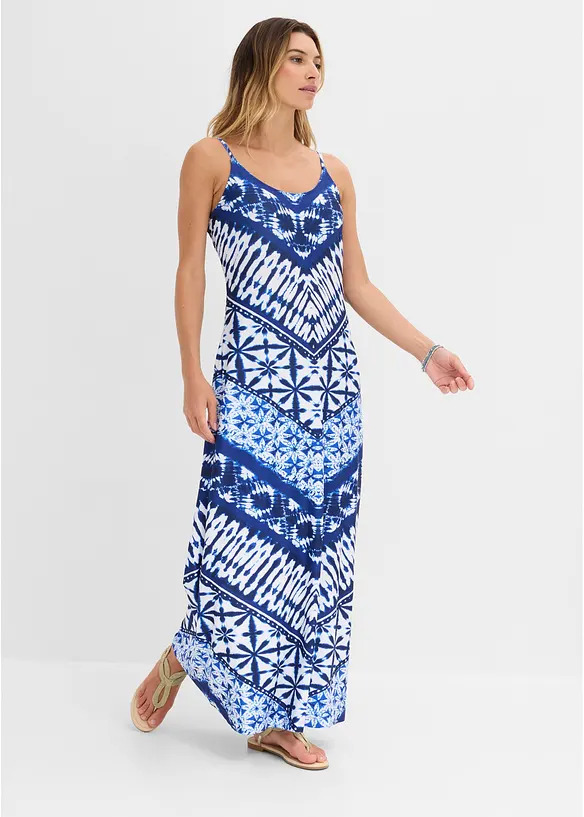 Maxikleid mit Trägern in blau von vorne (Totalaufnahme) - bonprix